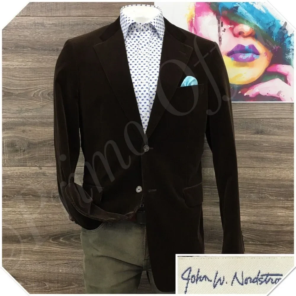 NORDSTROM Mens Blazer Sport Coat Casual Two Button Jacket Size 44L Corduroy Suit